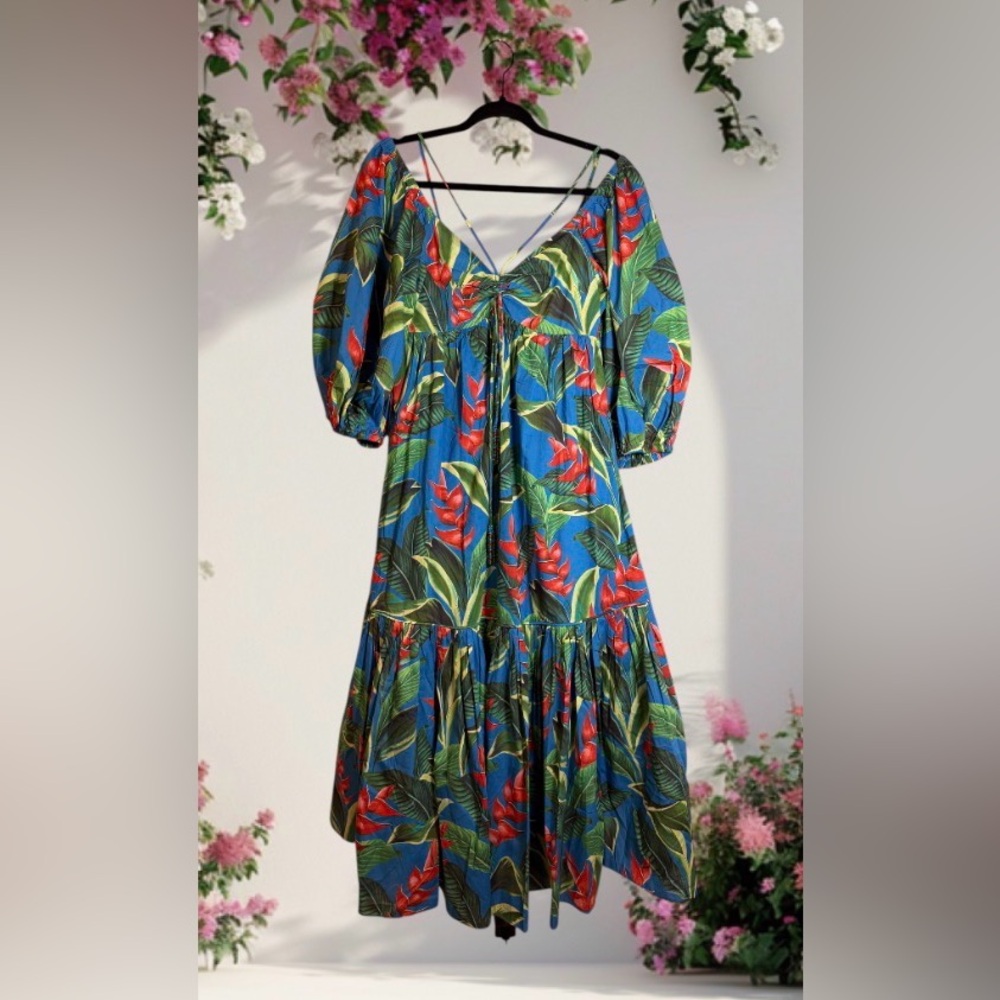 FARM Rio 🌴 Dream Garden Midi Dress 🌸 – Size S